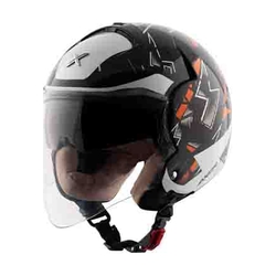 Axor Striker Cyborg Open Face Helmet With Clear Visor (Black White, M)